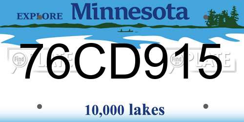 76CD915 Minnesota License Plate
