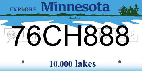 76CH888 Minnesota License Plate