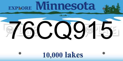76CQ915 Minnesota License Plate