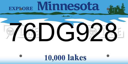 76DG928 Minnesota License Plate