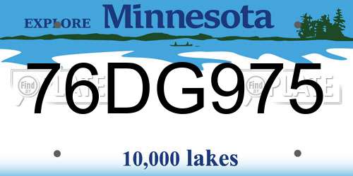 76DG975 Minnesota License Plate