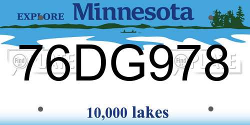 76DG978 Minnesota License Plate