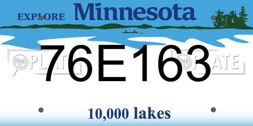 76E163 Minnesota License Plate