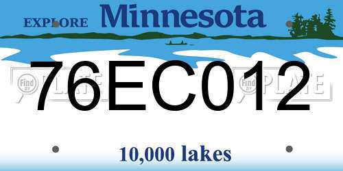 76EC012 Minnesota License Plate
