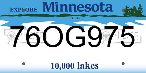 76OG975 Minnesota License Plate