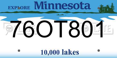 76OT801 Minnesota License Plate