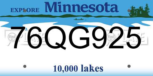 76QG925 Minnesota License Plate