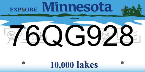 76QG928 Minnesota License Plate