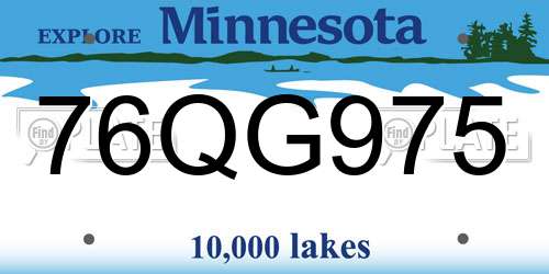 76QG975 Minnesota License Plate