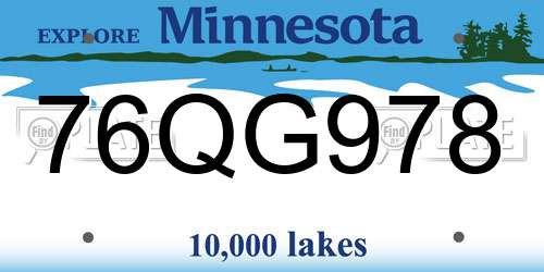 76QG978 Minnesota License Plate