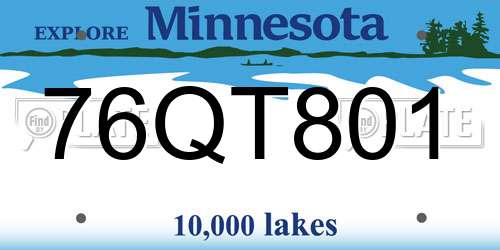 76QT801 Minnesota License Plate