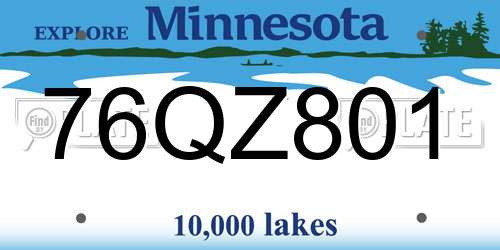 76QZ801 Minnesota License Plate