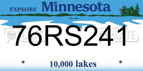 76RS241 Minnesota License Plate