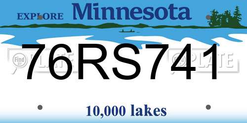 76RS741 Minnesota License Plate