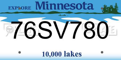 76SV780 Minnesota License Plate