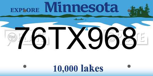 76TX968 Minnesota License Plate