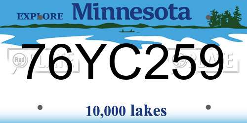 76YC259 Minnesota License Plate