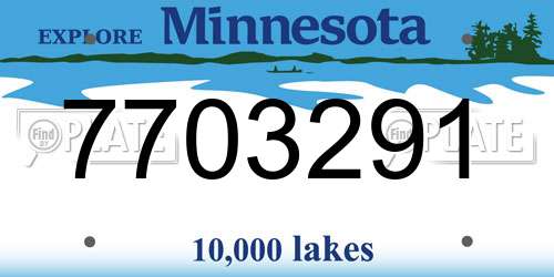 7703291 Minnesota License Plate