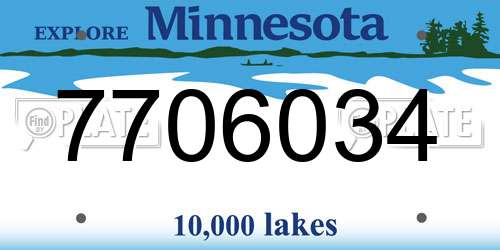 7706034 Minnesota License Plate