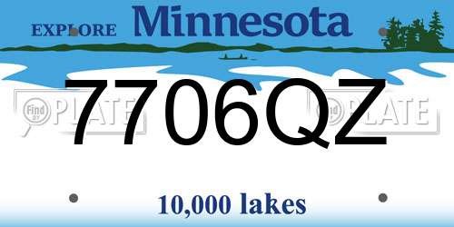 7706QZ Minnesota License Plate