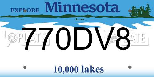 770DV8 Minnesota License Plate