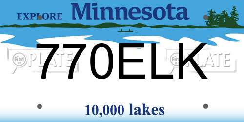 770ELK Minnesota License Plate