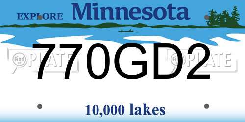 770GD2 Minnesota License Plate
