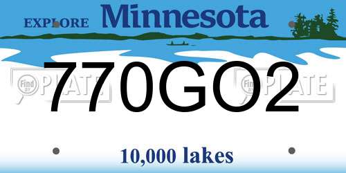 770GO2 Minnesota License Plate