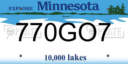 770GO7 Minnesota License Plate