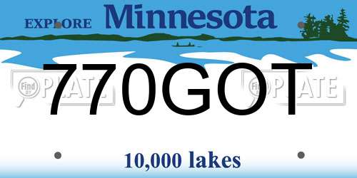 770GOT Minnesota License Plate
