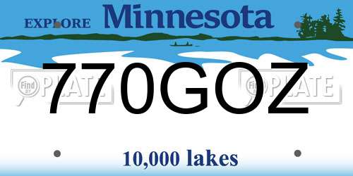 770GOZ Minnesota License Plate