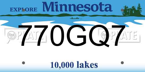 770GQ7 Minnesota License Plate
