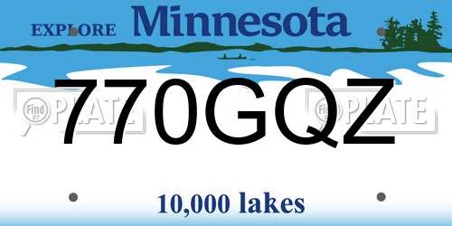 770GQZ Minnesota License Plate
