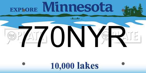 770NYR Minnesota License Plate