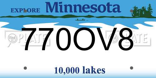 770OV8 Minnesota License Plate