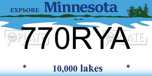 770RYA Minnesota License Plate