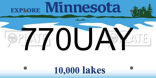 770UAY Minnesota License Plate