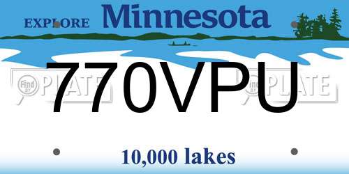 770VPU Minnesota License Plate