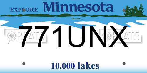 771UNX Minnesota License Plate