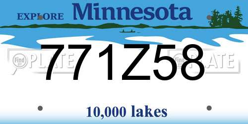771Z58 Minnesota License Plate