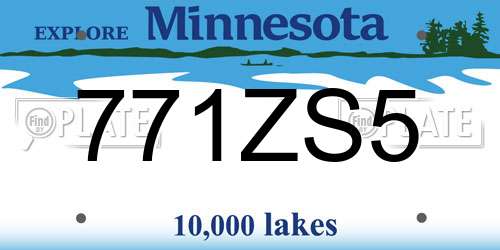 771ZS5 Minnesota License Plate