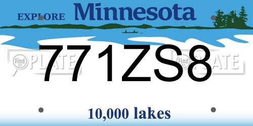 771ZS8 Minnesota License Plate
