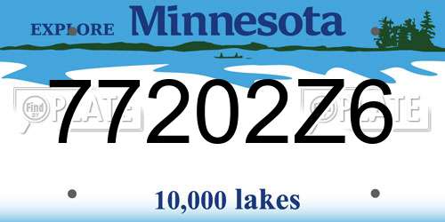 77202Z6 Minnesota License Plate
