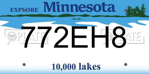 772EH8 Minnesota License Plate