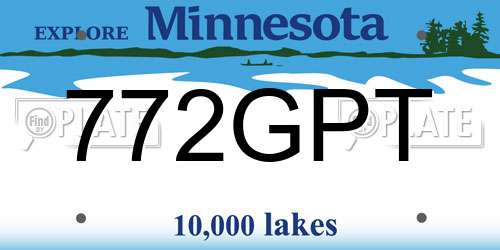 772GPT Minnesota License Plate