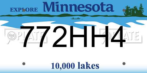772HH4 Minnesota License Plate