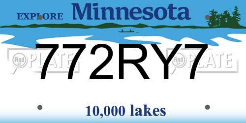 772RY7 Minnesota License Plate