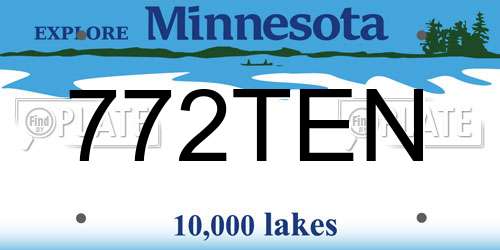 772TEN Minnesota License Plate