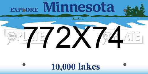 772X74 Minnesota License Plate