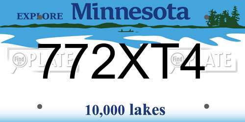 772XT4 Minnesota License Plate
